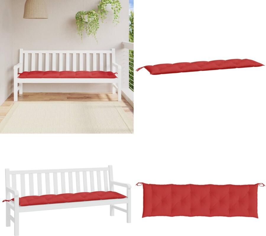 VidaXL Tuinbankkussen 180x50x7 cm oxford stof rood Tuinbankkussen Tuinbankkussens Tuinbank Kussen Buitenbankkussen