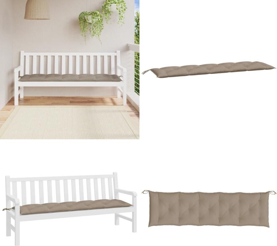 VidaXL Tuinbankkussen 180x50x7 cm oxford stof taupe Tuinbankkussen Tuinbankkussens Tuinbank Kussen Buitenbankkussen