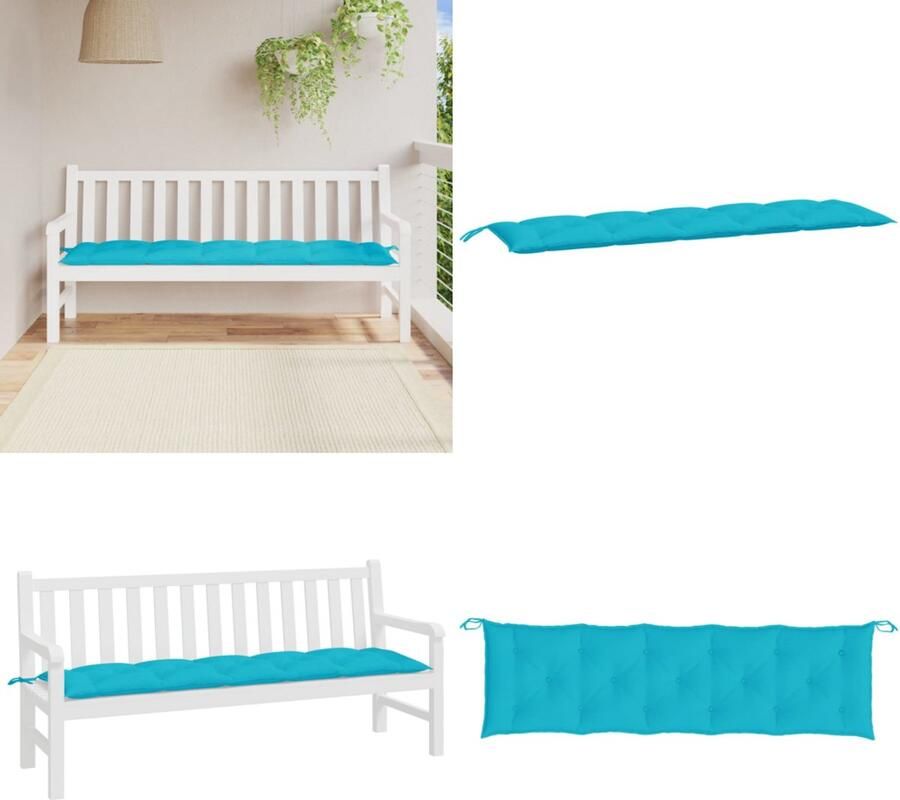 VidaXL Tuinbankkussen 180x50x7 cm oxford stof turquoise Tuinbankkussen Tuinbankkussens Tuinbank Kussen Buitenbankkussen