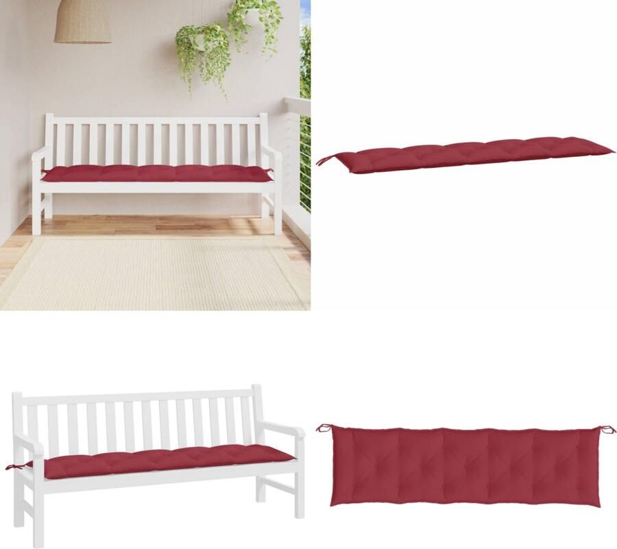 VidaXL Tuinbankkussen 180x50x7 cm oxford stof wijnrood Tuinbankkussen Tuinbankkussens Tuinbank Kussen Buitenbankkussen