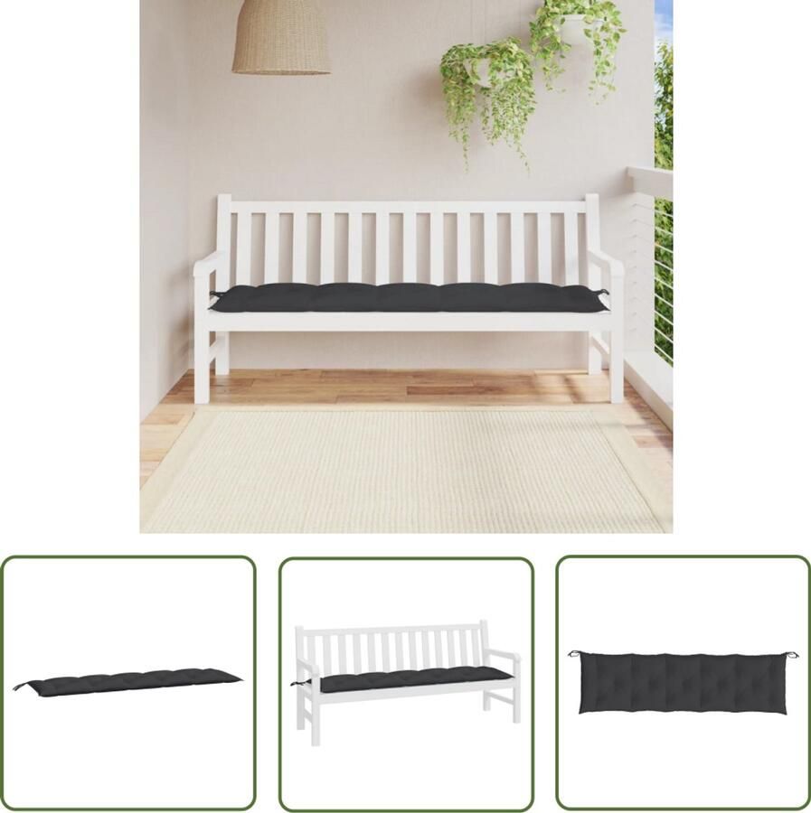 VidaXL Tuinbankkussen 180x50x7 cm Oxford stof Zwart Tuinbankkussentje Buitenkussen Tuinkussen Balkondecoratie Zithoek Accessoires Lounge Set