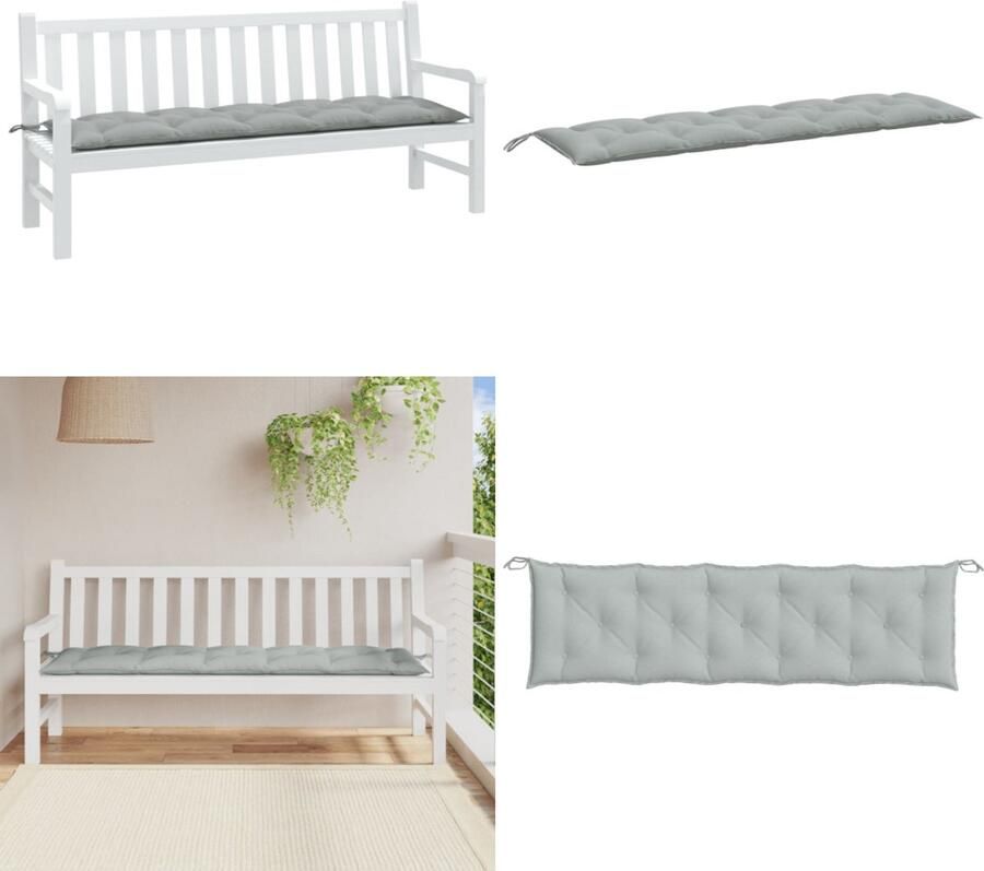 VidaXL Tuinbankkussen 180x50x7 cm stof gemêleerd lichtgrijs Tuinbankkussen Tuinbankkussens Tuinbank Kussen Buitenbankkussen