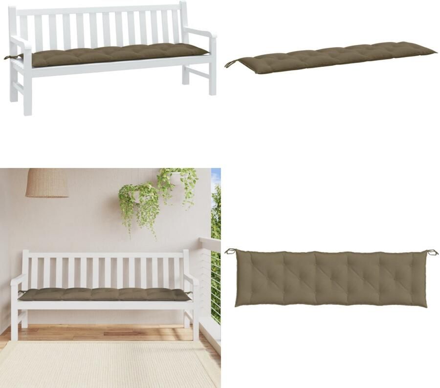 VidaXL Tuinbankkussen 180x50x7 cm stof gemêleerd taupe Tuinbankkussen Tuinbankkussens Tuinbank Kussen Buitenbankkussen