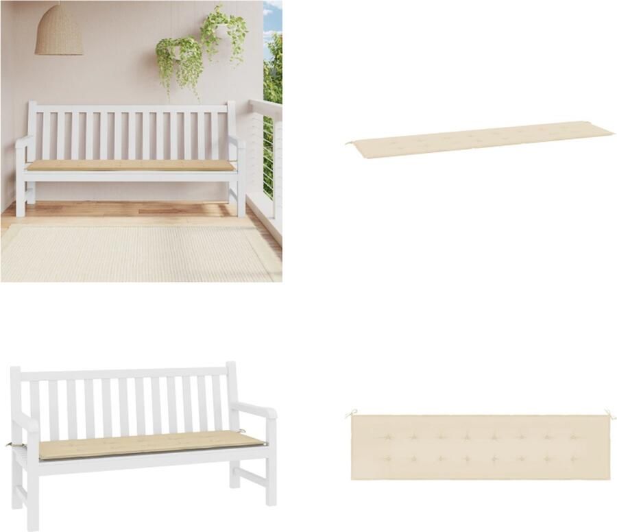 VidaXL Tuinbankkussen 200x50x3 cm oxford stof beige Tuinbankkussentje Oxfordstof Beige Outdoor Kussen Balkon Kussen Tuinset Lounge Set Comfort Tuinbankkussen Tuinbankkussens Tuinbank Kussen Buitenbankkussen