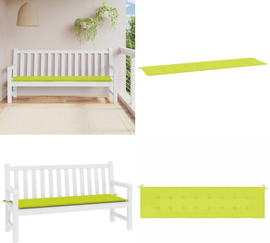 VidaXL Tuinbankkussen 200x50x3 cm oxford stof heldergroen Tuinbankkussen Tuinbankkussens Tuinbank Kussen Buitenbankkussen