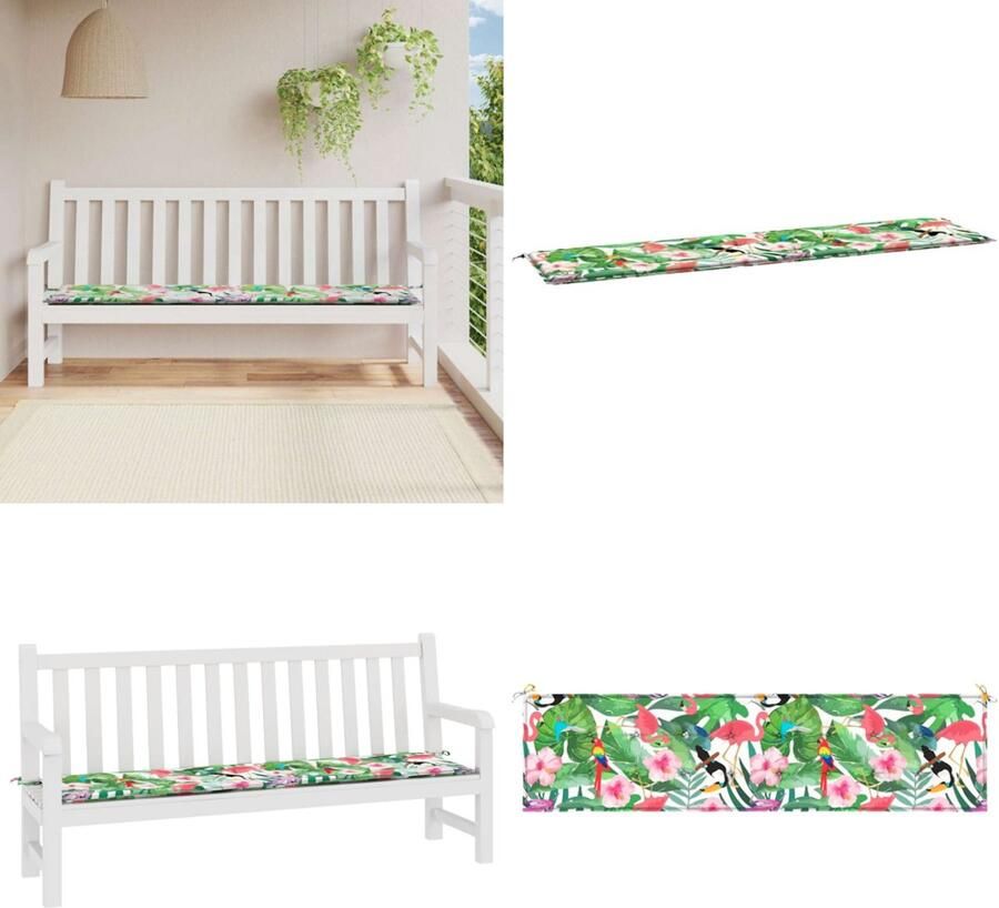 VidaXL Tuinbankkussen 200x50x3 cm stof meerkleurig Tuinbankkussen Tuinbankkussens Tuinbank Kussen Buitenbankkussen