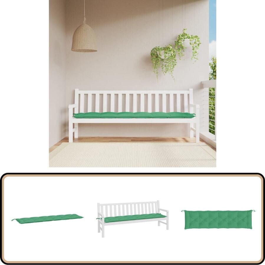 VidaXL Tuinbankkussen 200x50x7 cm Groen Tuinbankkussen Tuinbankkussens Tuinbank Kussen Buitenbankkussen
