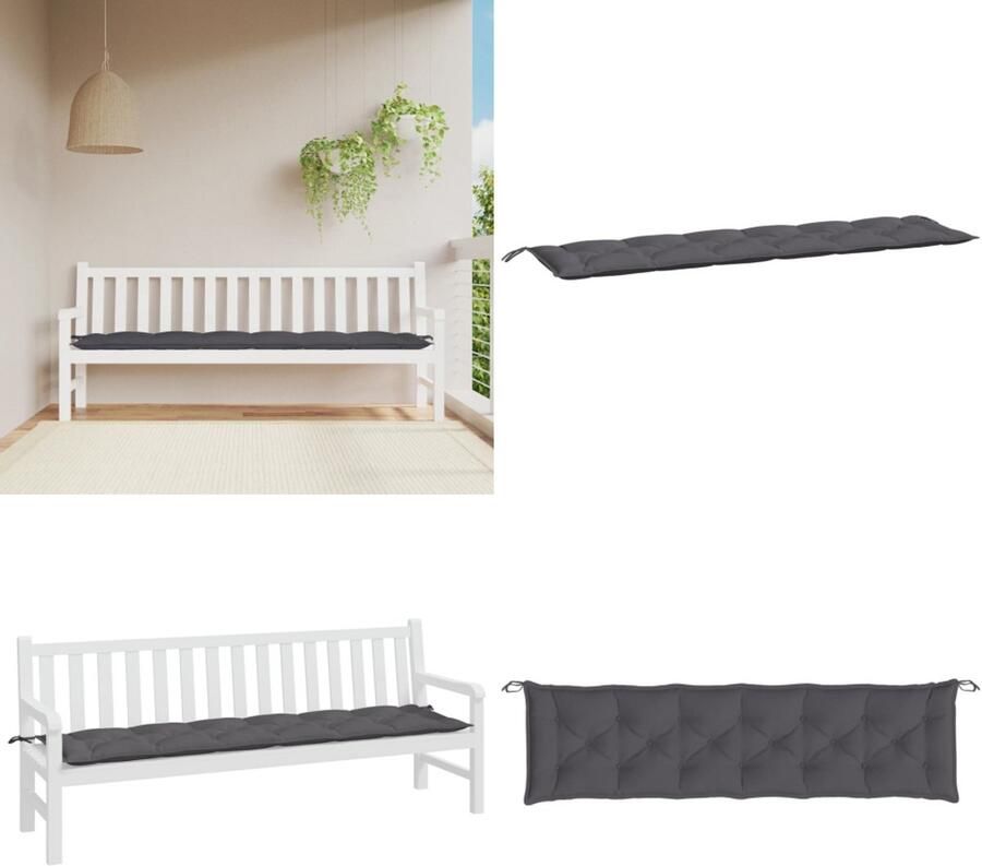 VidaXL Tuinbankkussen 200x50x7 cm oxford stof antracietkleurig Tuinbankkussen Tuinbankkussens Tuinbank Kussen Buitenbankkussen