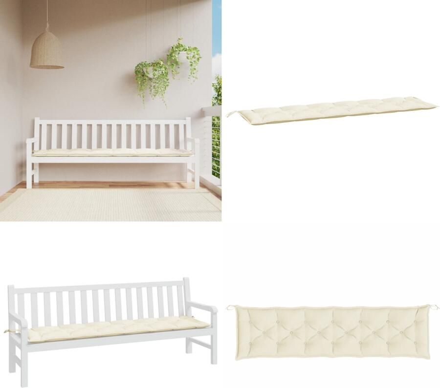 VidaXL Tuinbankkussen 200x50x7 cm oxford stof crèmekleurig Tuinbankkussen Tuinbankkussens Tuinbank Kussen Buitenbankkussen