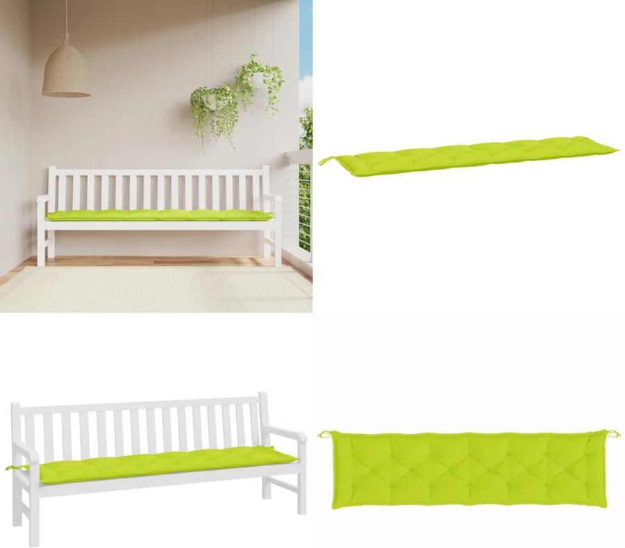 VidaXL Tuinbankkussen 200x50x7 cm oxford stof heldergroen Tuinbankkussen Tuinbankkussens Tuinbank Kussen Buitenbankkussen