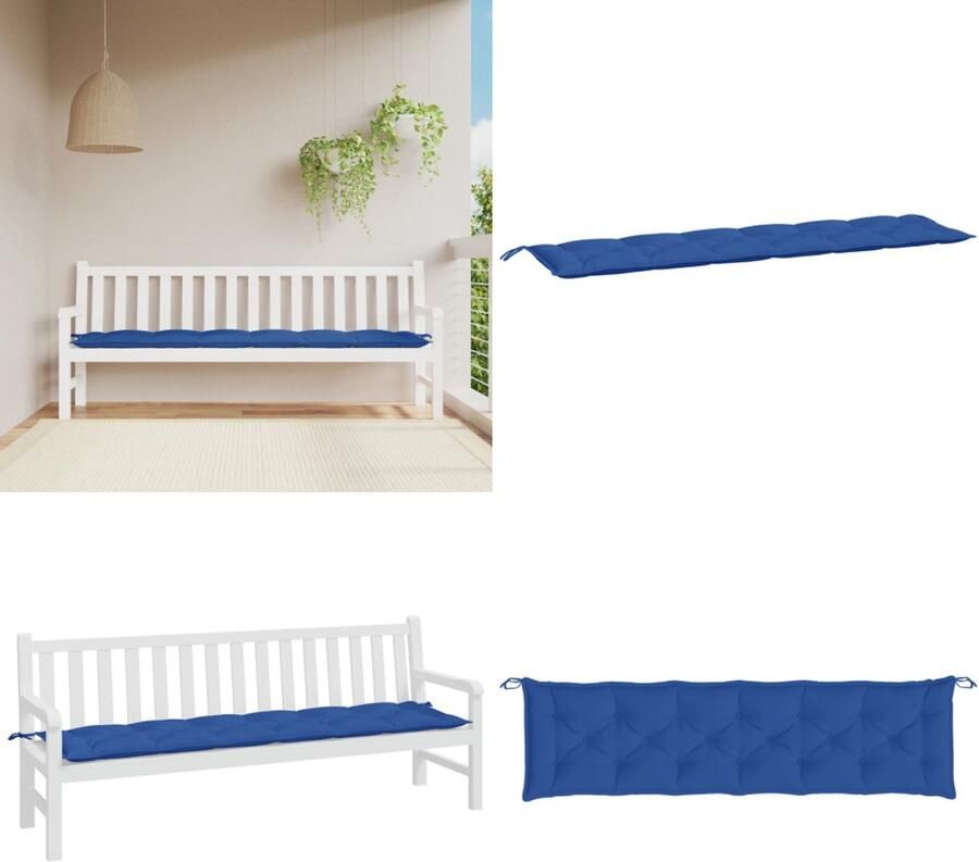 VidaXL Tuinbankkussen 200x50x7 cm oxford stof koningsblauw Tuinbankkussen Tuinbankkussens Tuinbank Kussen Buitenbankkussen