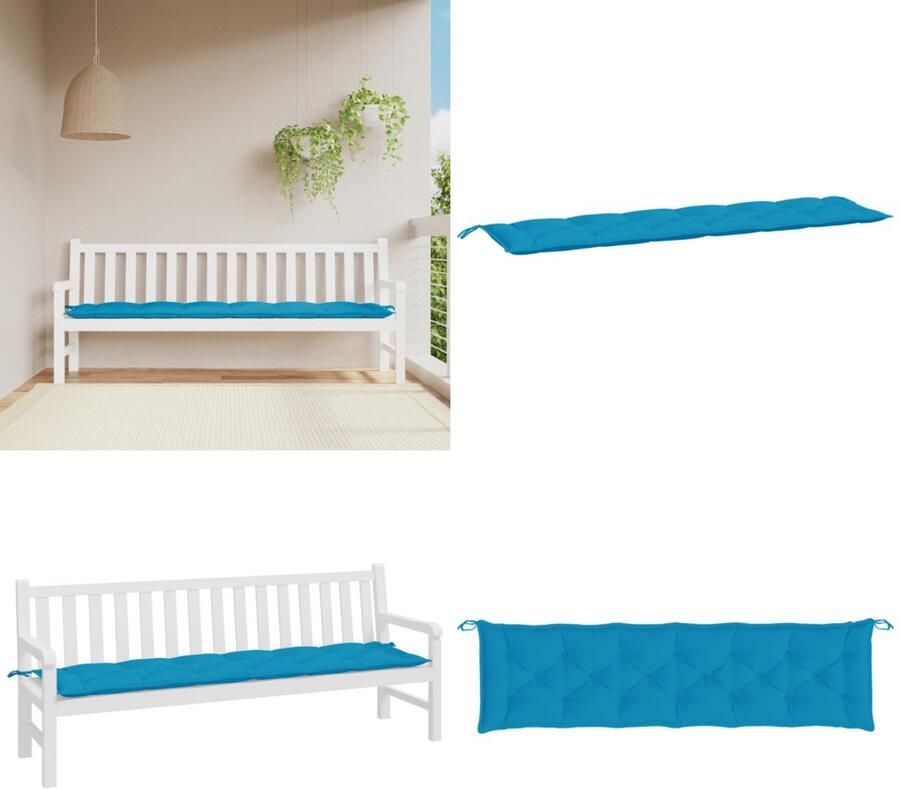 VidaXL Tuinbankkussen 200x50x7 cm oxford stof lichtblauw Tuinbankkussen Tuinbankkussens Tuinbank Kussen Buitenbankkussen
