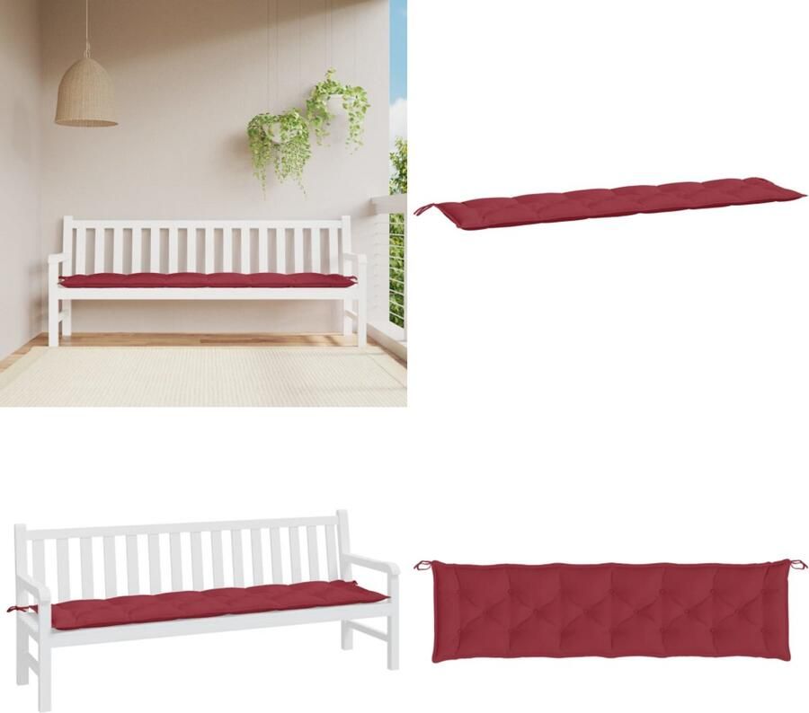 VidaXL Tuinbankkussen 200x50x7 cm oxford stof wijnrood Tuinbankkussen Tuinbankkussens Tuinbank Kussen Buitenbankkussen