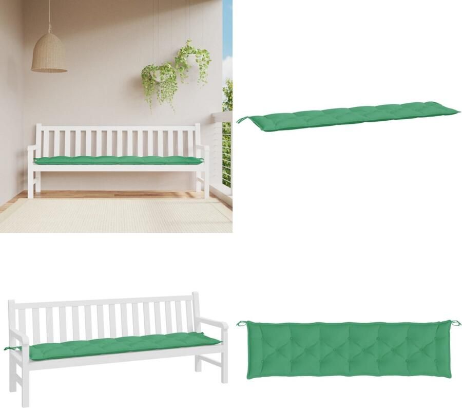 VidaXL Tuinbankkussen 200x50x7 cm stof groen Tuinbankkussen Tuinbankkussens Tuinbank Kussen Buitenbankkussen