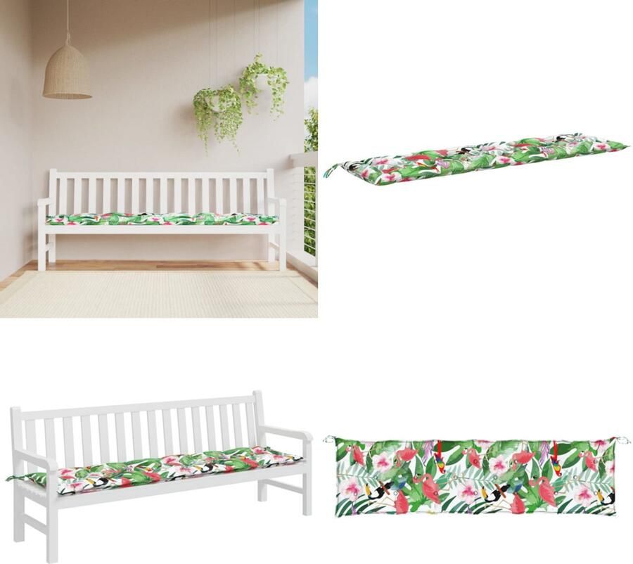 VidaXL Tuinbankkussen 200x50x7 cm stof meerkleurig Tuinbankkussen Tuinbankkussens Tuinbank Kussen Buitenbankkussen