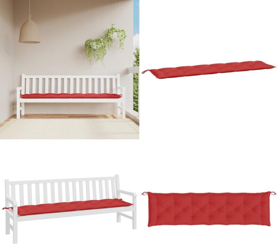VidaXL Tuinbankkussen 200x50x7 cm stof rood Tuinbankkussen Tuinbankkussens Tuinbank Kussen Buitenbankkussen