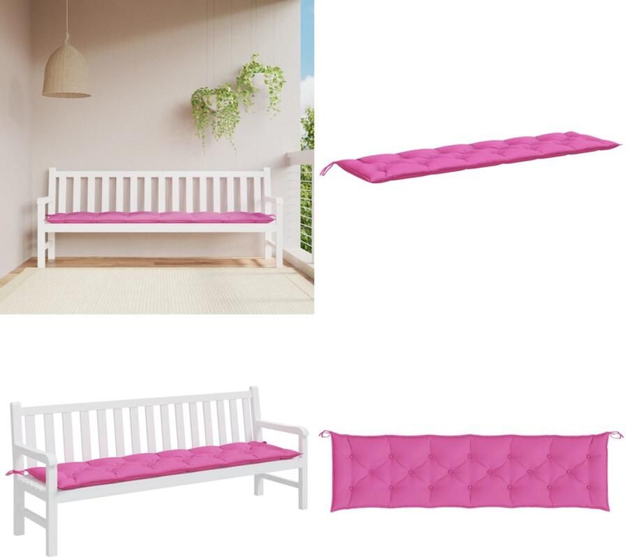 VidaXL Tuinbankkussen 200x50x7 cm stof roze Tuinbankkussen Tuinbankkussens Tuinbank Kussen Buitenbankkussen