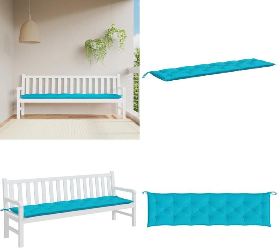 VidaXL Tuinbankkussen 200x50x7 cm stof turquoise Tuinbankkussen Tuinbankkussens Tuinbank Kussen Buitenbankkussen