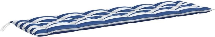 VidaXL Tuinbankkussen 200x50x7 cm Wit Blauw Gestreept Tuinbankkussentje Buitenkussen Zitkussen Balkondecoratie Tuinset Lounge Set Patioset Waterafstotend Kussen Comfortabel Kussen Blauwwit