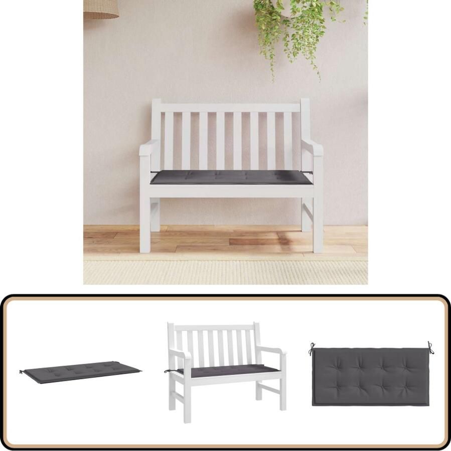 VidaXL Tuinbankkussen Antraciet 100x50x3 cm Tuinbankkussentje Oxfordstof Outdoor Kussen Balkondecoratie Lounge Set Accessoires Zit Comfort Antislip