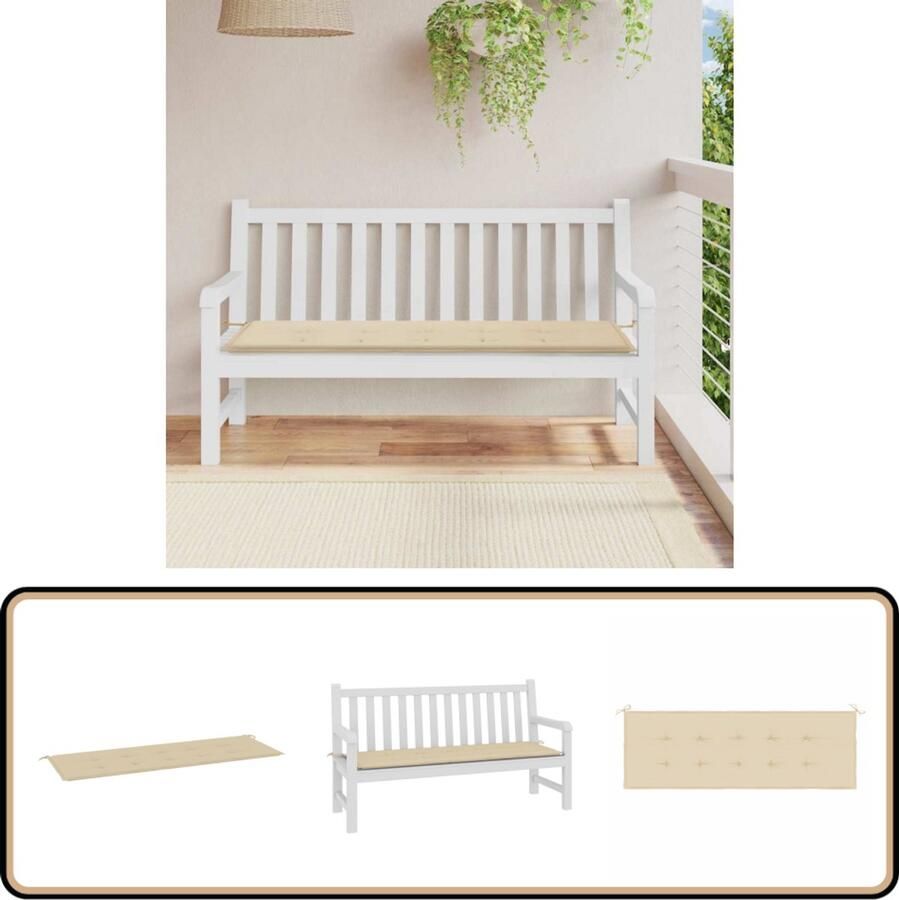 VidaXL Tuinbankkussen Beige 150x50x3 cm Waterafstotend Tuinbankkussent Oxford Stof Beige Tuinbank Outdoor Kussen Balkon Kussen Zitkussen