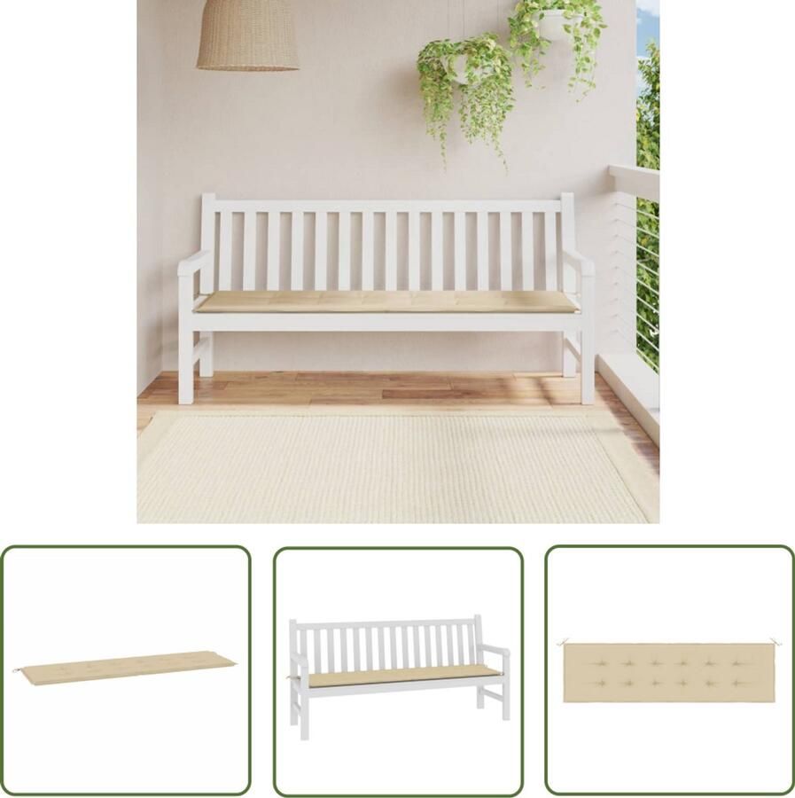 VidaXL Tuinbankkussen Beige 180x50x3 cm Waterafstotend Tuinbankkussentje Oxford Stof Tuinkussen Balkondecoratie Lounge Set Outdoor Accessoires Zitkussen