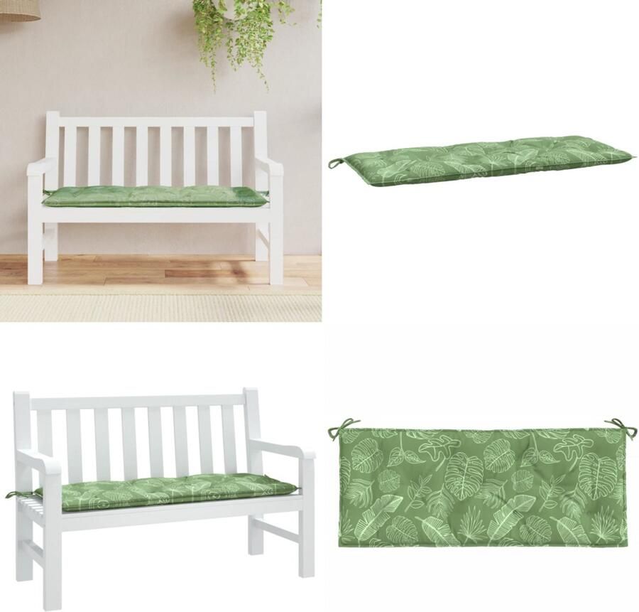 VidaXL Tuinbankkussen bladpatroon 120x50x7 cm stof Tuinbankkussen Tuinbankkussens Tuinbank Kussen Buitenbankkussen