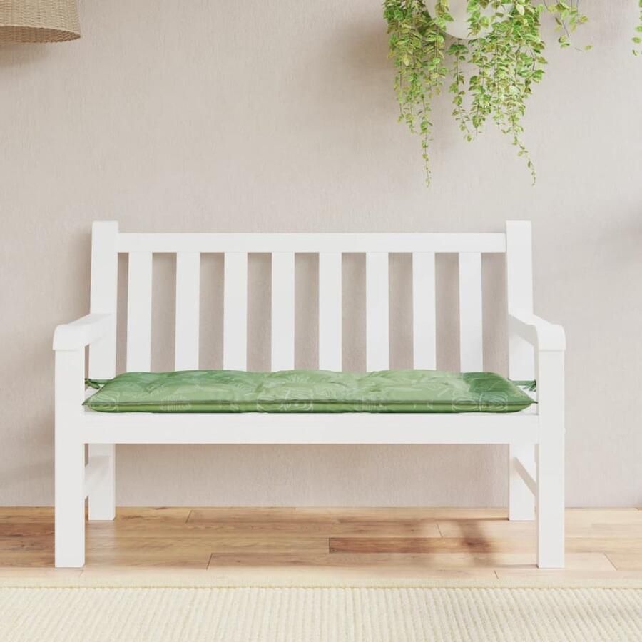 VidaXL Tuinbankkussen Bladpatroon 120x50x7 cm Tuinbankkussentje Buitenkussen Tuinkussen Balkondecoratie Loungebekleding Zithoek Accessoires Groen Kussen - Foto 2