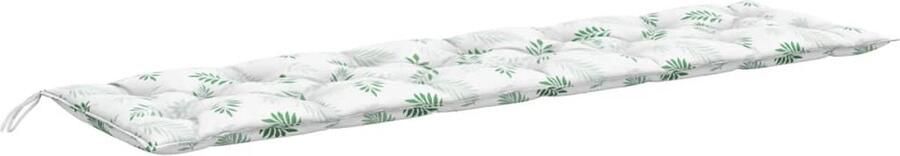 VidaXL Tuinbankkussen Bladpatroon 200x50x7 cm Tuinbankkussen Buitenkussen Tuinkussen Balkondecoratie Zithoek Lounge Set Patioset Veranda - Foto 2