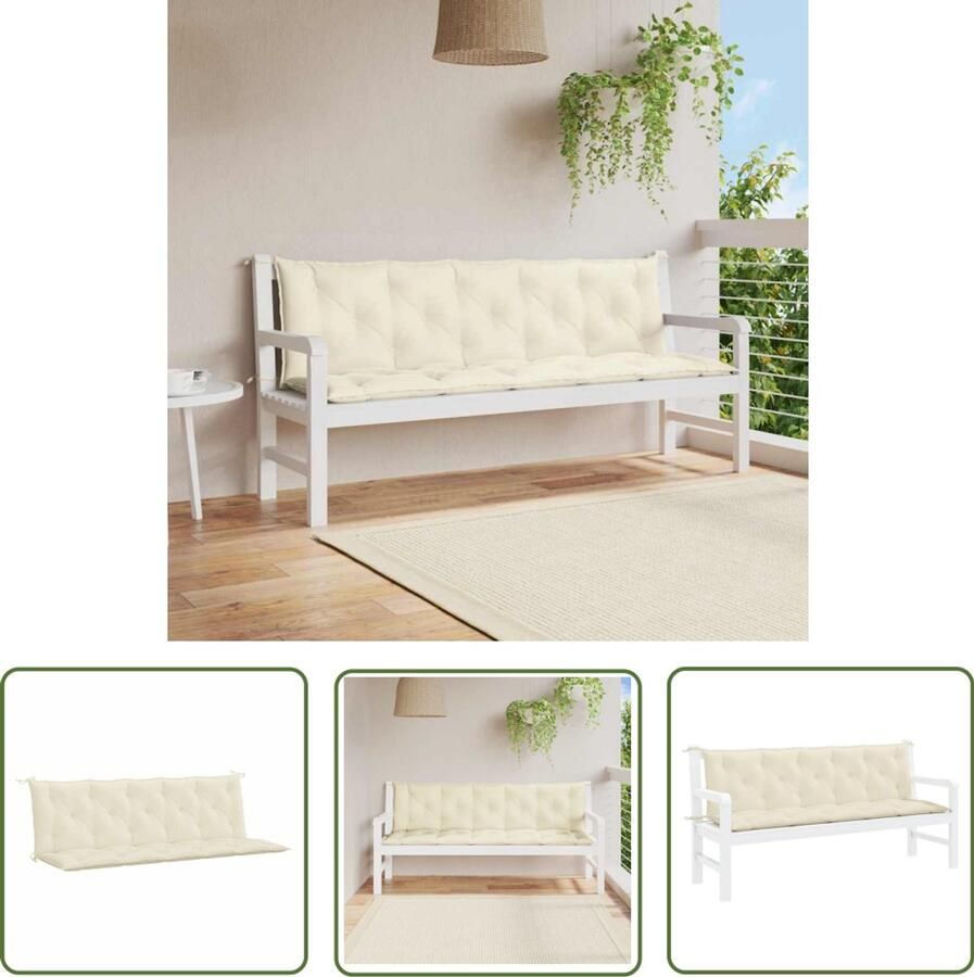 VidaXL Tuinbankkussen Crèmewit 180x50x7 cm Tuinbankkussentje Oxfordstof Creme Wit Outdoor Kussen Balkondecoratie Tuinset