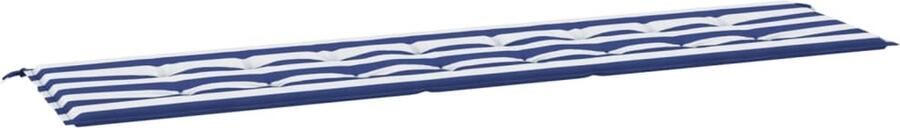 VidaXL Tuinbankkussen gestreept 200x50x3 cm Blauw Wit Tuinbankkussen Tuinkussen Buitendecoratie Outdoordecoratie Lounge Set Balkonset Terrasdecoratie Garden Furniture - Foto 2