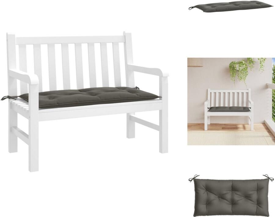 VidaXL Tuinbankkussen Tuinbankkussens Tuinbank Kussen Buitenbankkussen Tuinbankkussen 100x50x7 cm stof gemêleerd donkergrijs