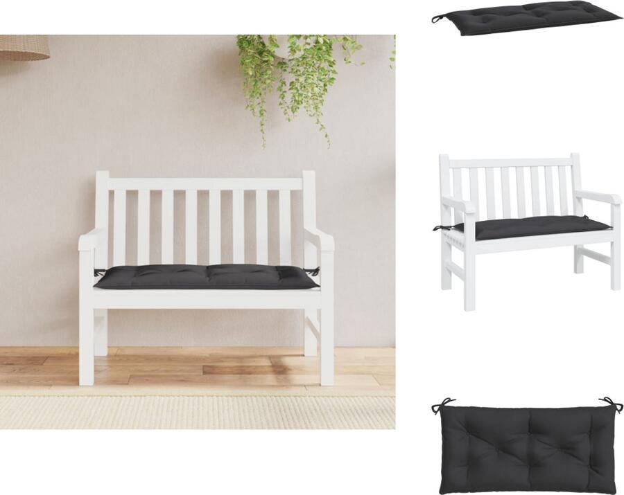 VidaXL Tuinbankkussen Tuinbankkussens Tuinbank Kussen Buitenbankkussen Tuinbankkussen 110x50x7 cm oxford stof zwart
