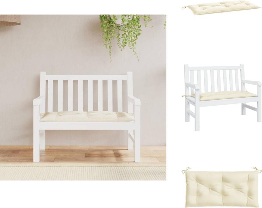 VidaXL Tuinbankkussen Tuinbankkussens Tuinbank Kussen Buitenbankkussen Tuinbankkussen 110x50x7 cm oxford stof crèmewit