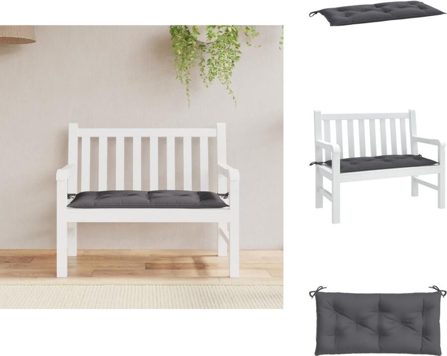 VidaXL Tuinbankkussen Tuinbankkussens Tuinbank Kussen Buitenbankkussen Tuinbankkussen 110x50x7 cm oxford stof antracietkleurig