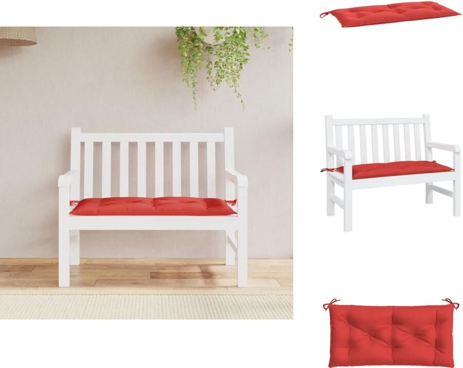 VidaXL Tuinbankkussen Tuinbankkussens Tuinbank Kussen Buitenbankkussen Tuinbankkussen 110x50x7 cm oxford stof rood