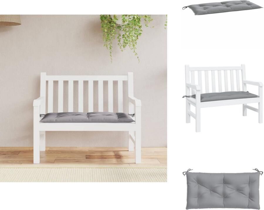 VidaXL Tuinbankkussen Tuinbankkussens Tuinbank Kussen Buitenbankkussen Tuinbankkussen 110x50x7 cm stof grijs