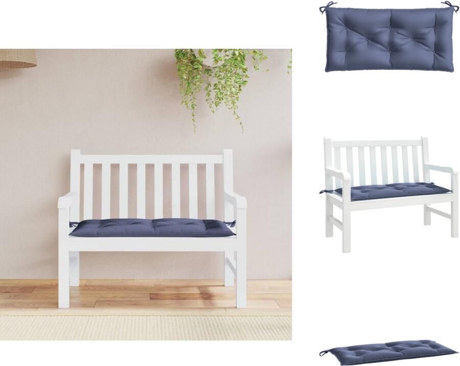 VidaXL Tuinbankkussen Tuinbankkussens Tuinbank Kussen Buitenbankkussen Tuinbankkussen 110x50x7 cm oxford stof marineblauw