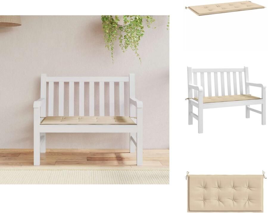 VidaXL Tuinbankkussen Tuinbankkussens Tuinbank Kussen Buitenbankkussen Tuinbankkussen 120x50x3 cm oxford stof beige