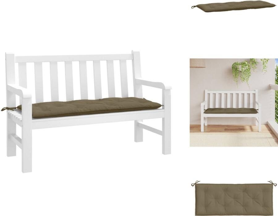 VidaXL Tuinbankkussen Tuinbankkussens Tuinbank Kussen Buitenbankkussen Tuinbankkussen 120x50x7 cm stof gemêleerd taupe