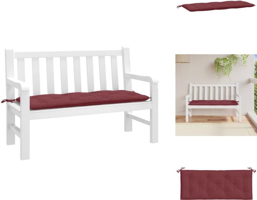 VidaXL Tuinbankkussen Tuinbankkussens Tuinbank Kussen Buitenbankkussen Tuinbankkussen 120x50x7 cm stof gemêleerd wijnrood