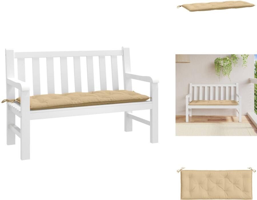 VidaXL Tuinbankkussen Tuinbankkussens Tuinbank Kussen Buitenbankkussen Tuinbankkussen 120x50x7 cm stof gemêleerd beige