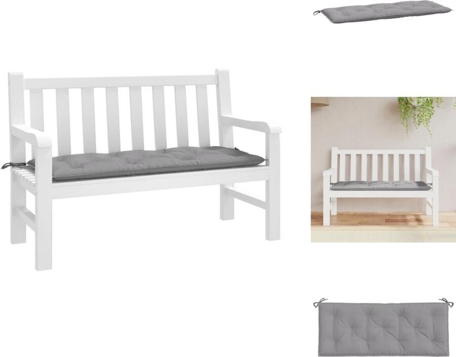 VidaXL Tuinbankkussen Tuinbankkussens Tuinbank Kussen Buitenbankkussen Tuinbankkussen 120x50x7 cm oxford stof grijs