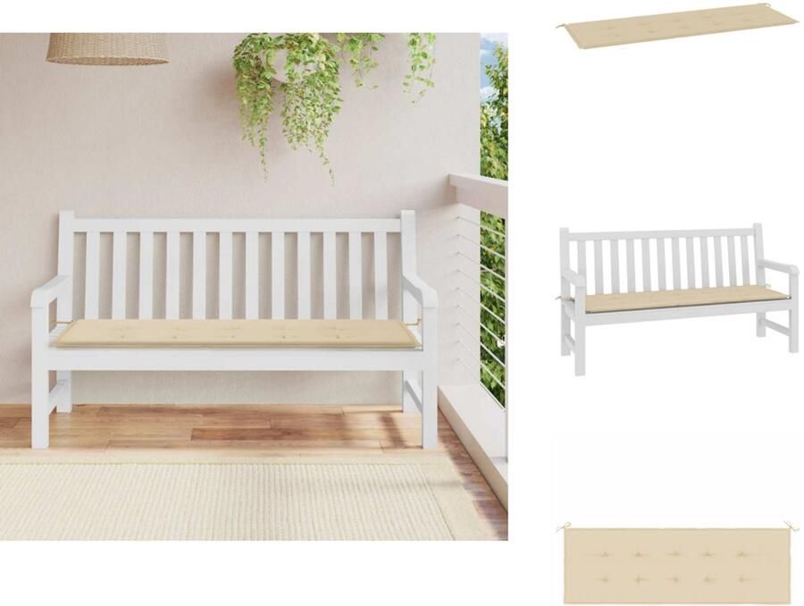VidaXL Tuinbankkussen Tuinbankkussens Tuinbank Kussen Buitenbankkussen Tuinbankkussen 150x50x3 cm oxford stof beige
