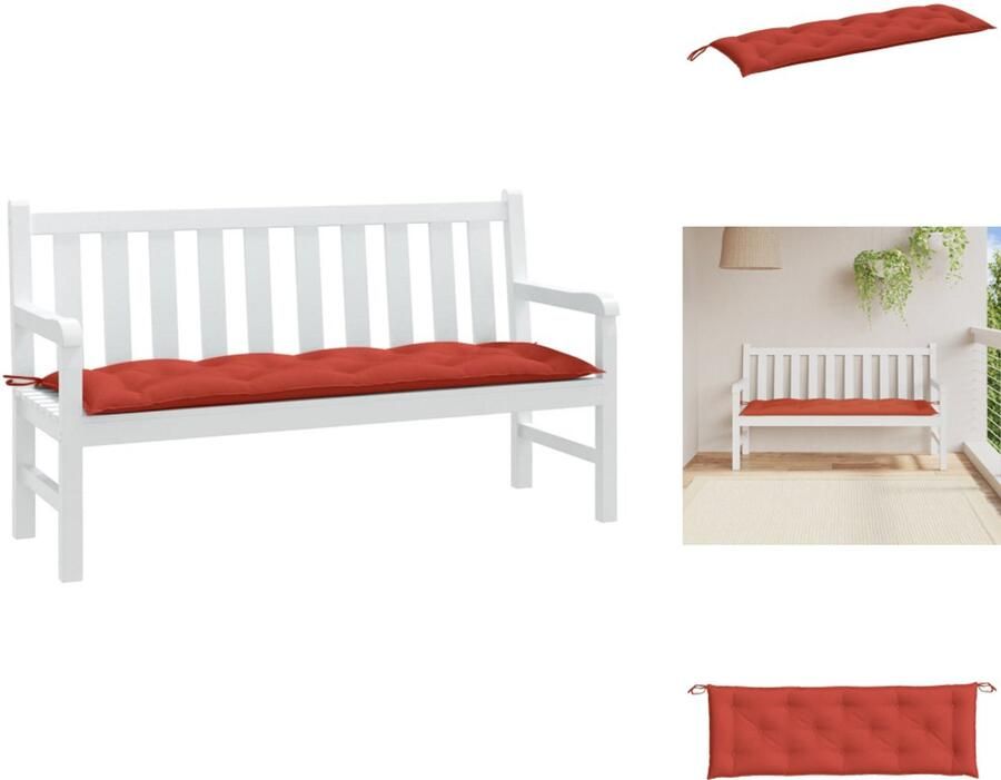 VidaXL Tuinbankkussen Tuinbankkussens Tuinbank Kussen Buitenbankkussen Tuinbankkussen 150x50x7 cm stof gemêleerd rood