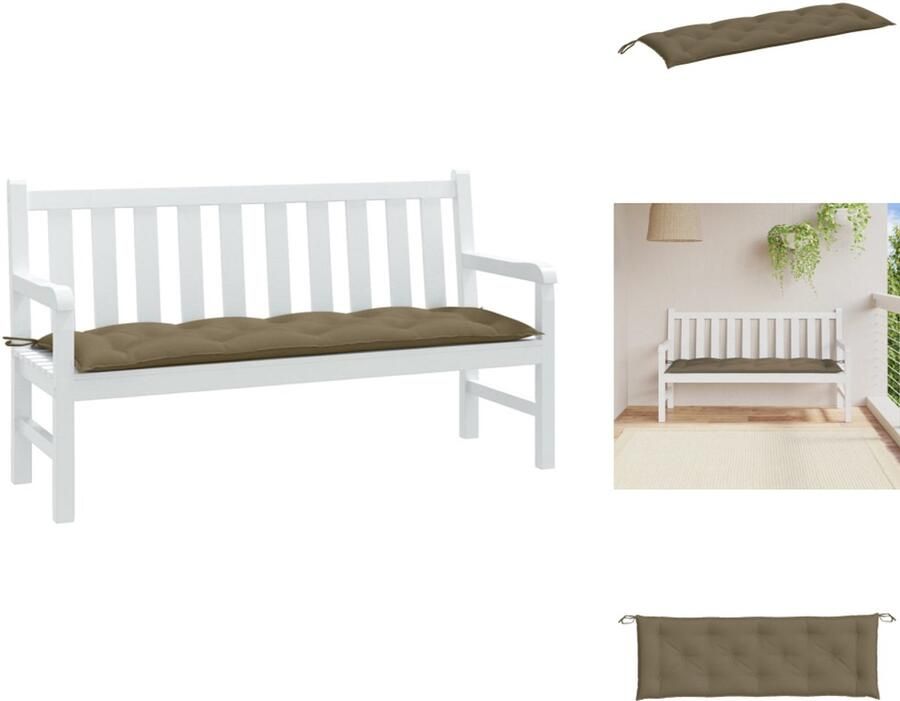 VidaXL Tuinbankkussen Tuinbankkussens Tuinbank Kussen Buitenbankkussen Tuinbankkussen 150x50x7 cm stof gemêleerd taupe