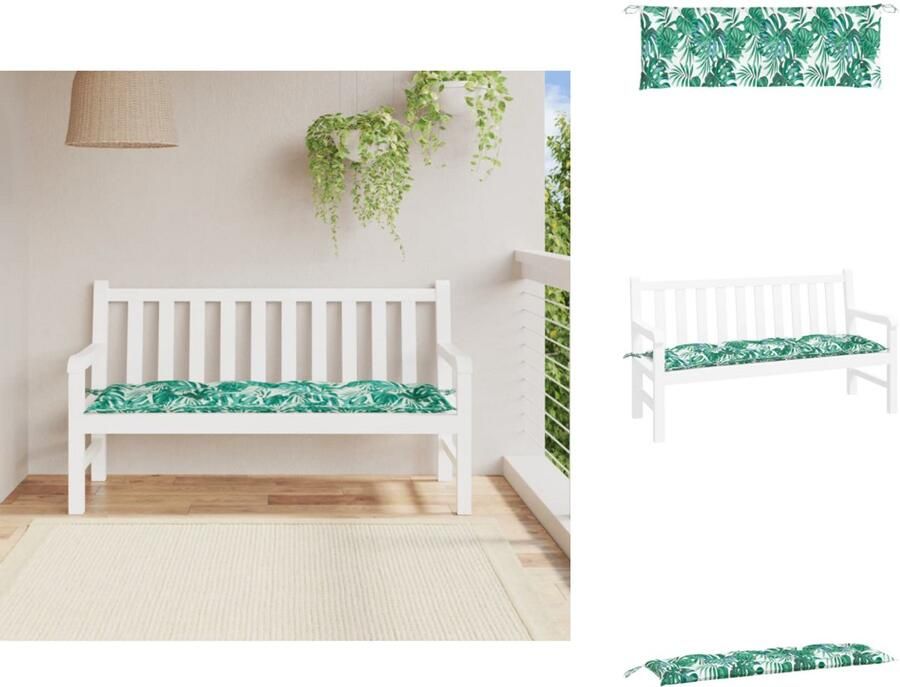 VidaXL Tuinbankkussen Tuinbankkussens Tuinbank Kussen Buitenbankkussen Tuinbankkussen 150x50x7 cm oxford stof bladpatroon