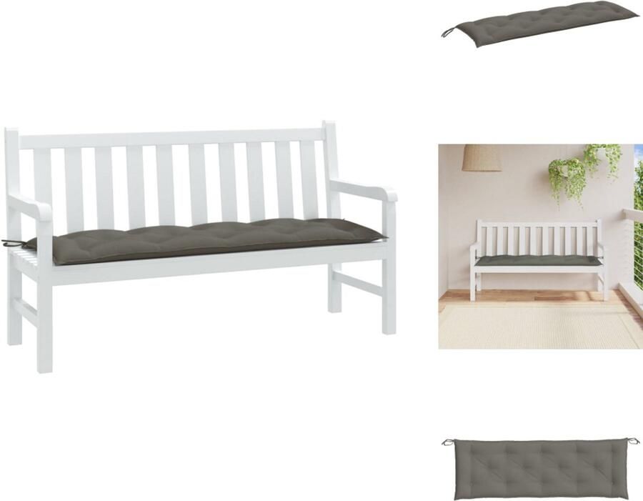 VidaXL Tuinbankkussen Tuinbankkussens Tuinbank Kussen Buitenbankkussen Tuinbankkussen 150x50x7 cm stof gemêleerd donkergrijs