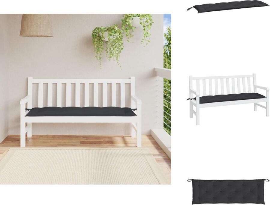 VidaXL Tuinbankkussen Tuinbankkussens Tuinbank Kussen Buitenbankkussen Tuinbankkussen 150x50x7 cm oxford stof zwart