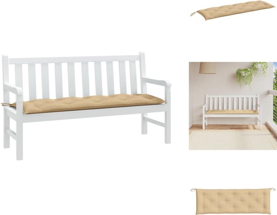VidaXL Tuinbankkussen Tuinbankkussens Tuinbank Kussen Buitenbankkussen Tuinbankkussen 150x50x7 cm stof gemêleerd beige